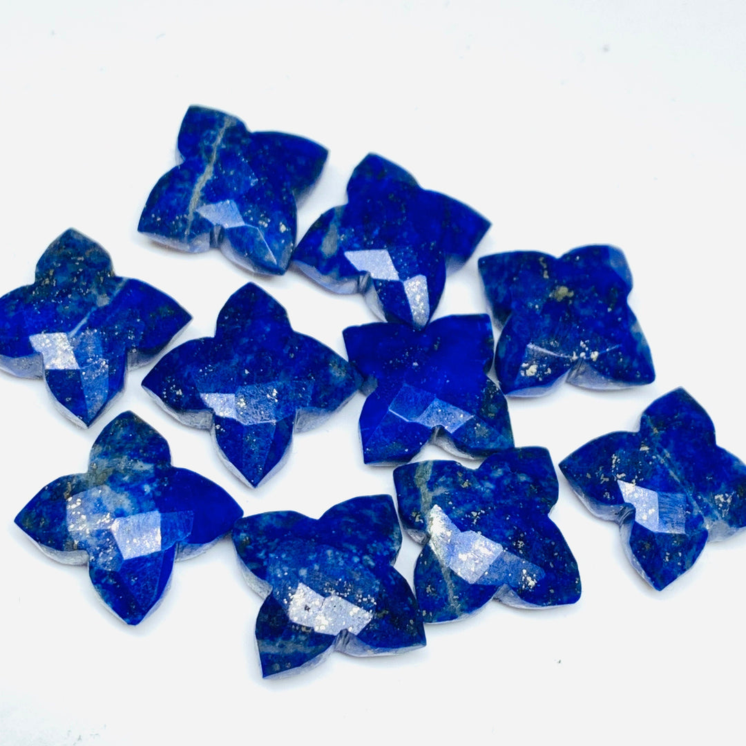 2,3,4,5 Pcs Natural Lapis Lazuli Hand Carved Flower Shape Gemstone - 12MM Flower Shape Loose Carving - Handmade Gemstone Carving For Jewelry