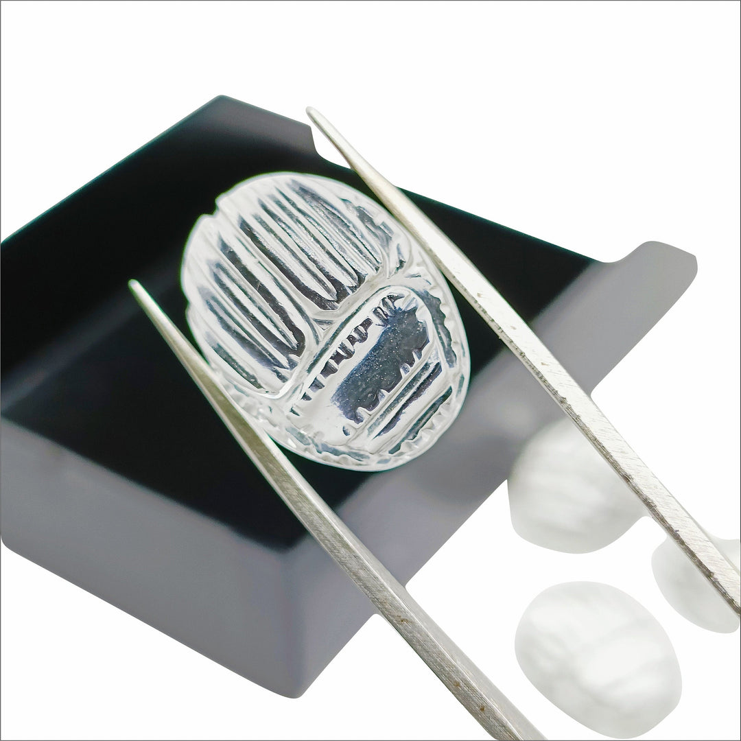 1,2,3,4,5,6 pcs Natural Crystal Quartz Scarab Face Carved Gemstone, Fancy Shape Scarab Carving, Hand Carved Gemstone for Jewlery 16X12 mm