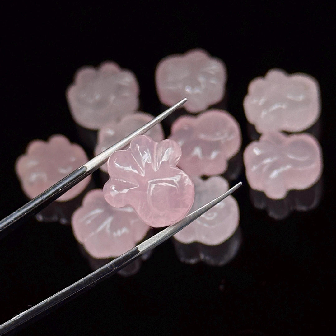 Natural Rose Quartz Hand Carved Dog Paw, AAA+ Quality Gemstone Flat Back Paw Carving, 13 MM Paw Charm, Dog/Cat Cute Paws for Jewelry