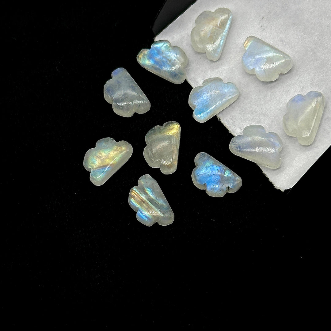 Flashy Rainbow Moonstone Clouds Shape Beads, Rainbow Smooth Cloud Beads, Carved Cloud Gemstone Charms, 12 MM, Loose Carved Briolettes