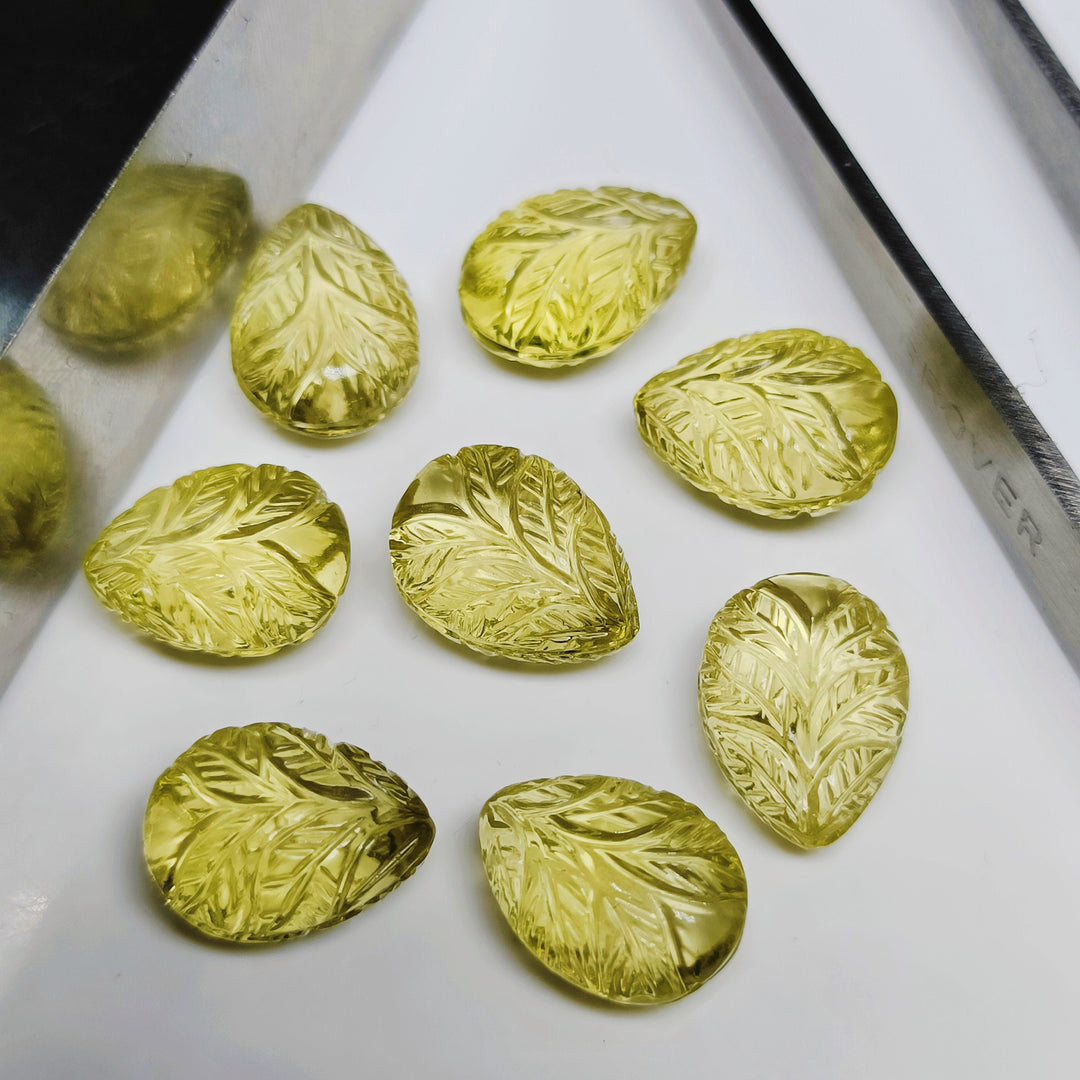 2,3,4,5,6 pcs 100% Natural Lemon Quartz Fancy Shape Carved Gemstone, Fancy Shape Carving, Carved Gemstone For Jewellery 12 mm