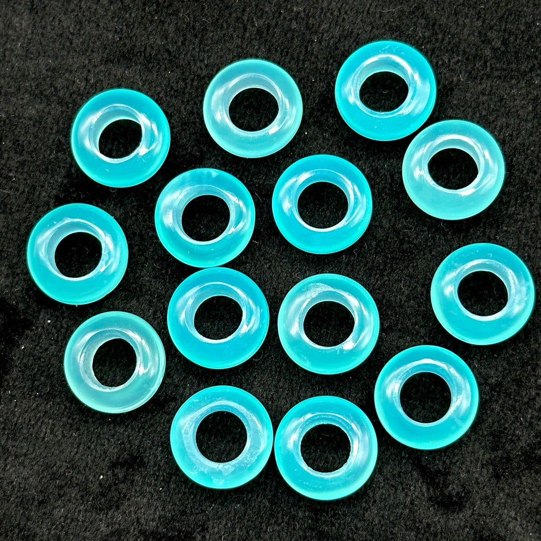 Aqua Chalcedony Donut Shape Gemstones, Aqua Chalcedony Donut Carving, Healing Gemstone Beads, 12 mm Smooth Donut Beads, Gemstone Rings