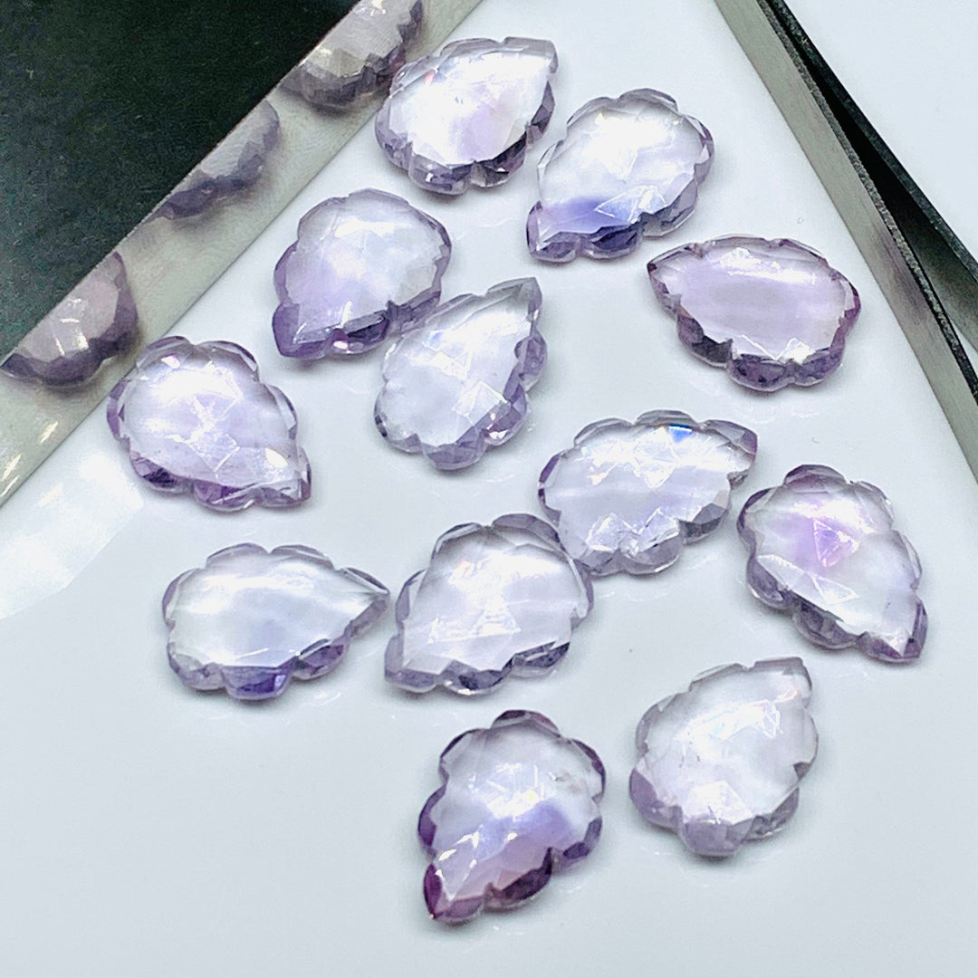 2,3,4,5 pcs Natural Pink Amethyst Leaf Shape Carved Gemstone, Pink Amethyst Briolettes Beads For Jewelry Making, Carved Gemstone 16X10 mm