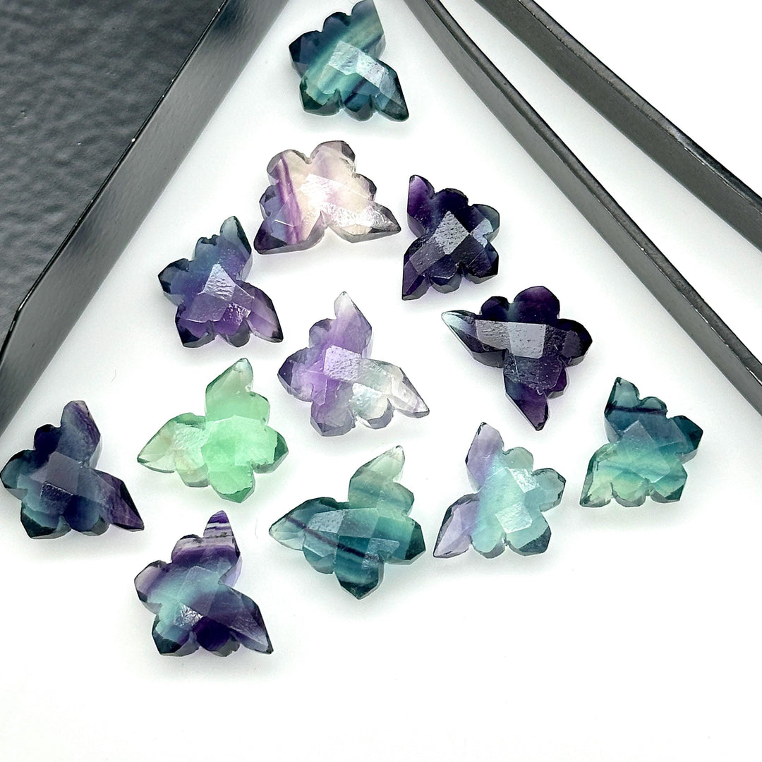 Multi Fluorite Butterfly Shape Beads, Faceted Carving Gemstone Beads, Multi Fluorite Animal Carving Beads For Jewelry, Charms Beads 14x10 MM