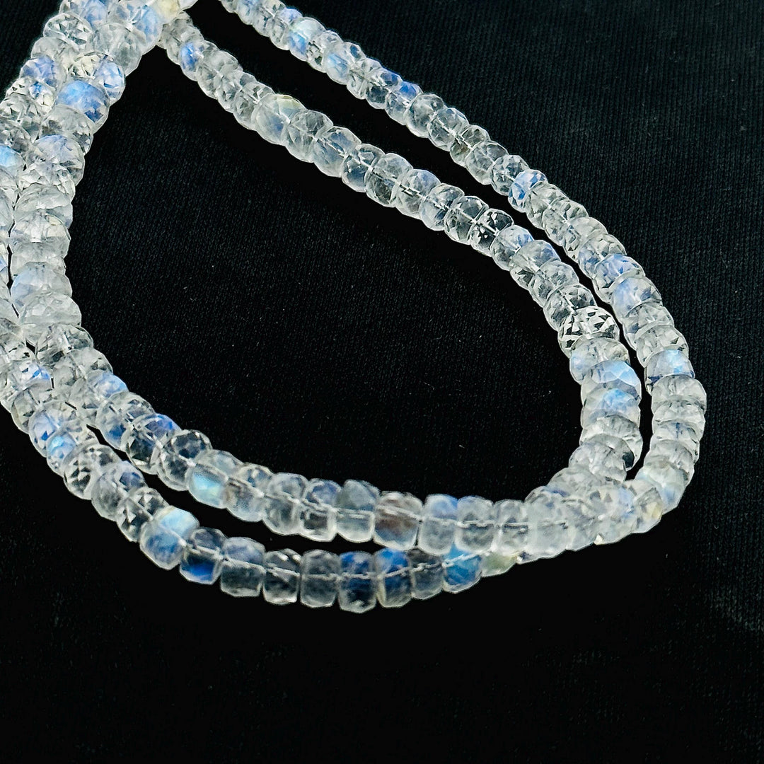Supreme Quality RAINBOW MOONSTONE Faceted Rondelle Beads, Natural Rainbow Moonstone Beads, Flashy Rainbow Beads, 10'' Jewelry Making Beads