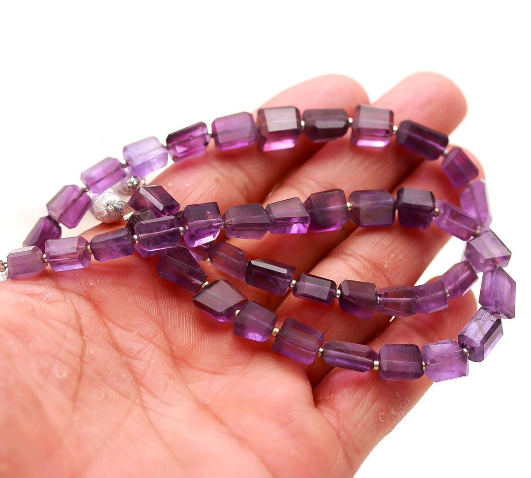 Natural Amethyst Faceted Tumble Beads, 8 MM Purple Amethyst Nuggets Shape Beads, 8" Strand Fancy Jewelry Making Beads Loose Purple Beads
