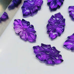 Load image into Gallery viewer, 1,2,3,4,5 pcs 100% Natural Amethyst Flower Shape Carved Gemstone, Flower Shape Carving, Carved Gemstone For Jewellery 20X11 mm