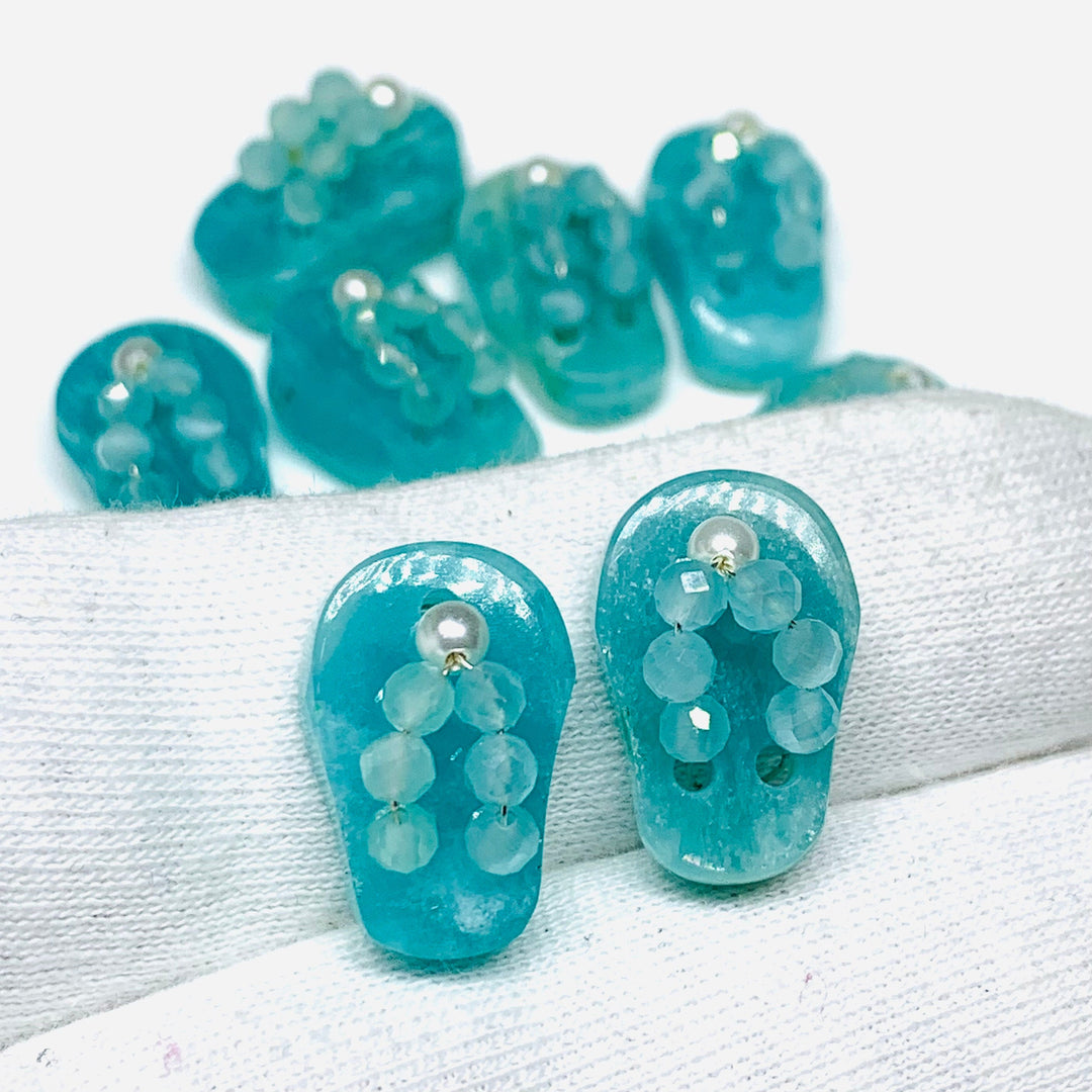 1 Pair, 100% Natural Amanzonite Slipper Shape Gemstone, Carved Gemstone, Loose Gemstone, Slipper Shape Gemstone, Carved Slippers, 18X11 mm