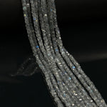 Load image into Gallery viewer, Labradorite Gemstone Beads: 2mm Faceted Cube, Blue Fire, 13 Inch Strand