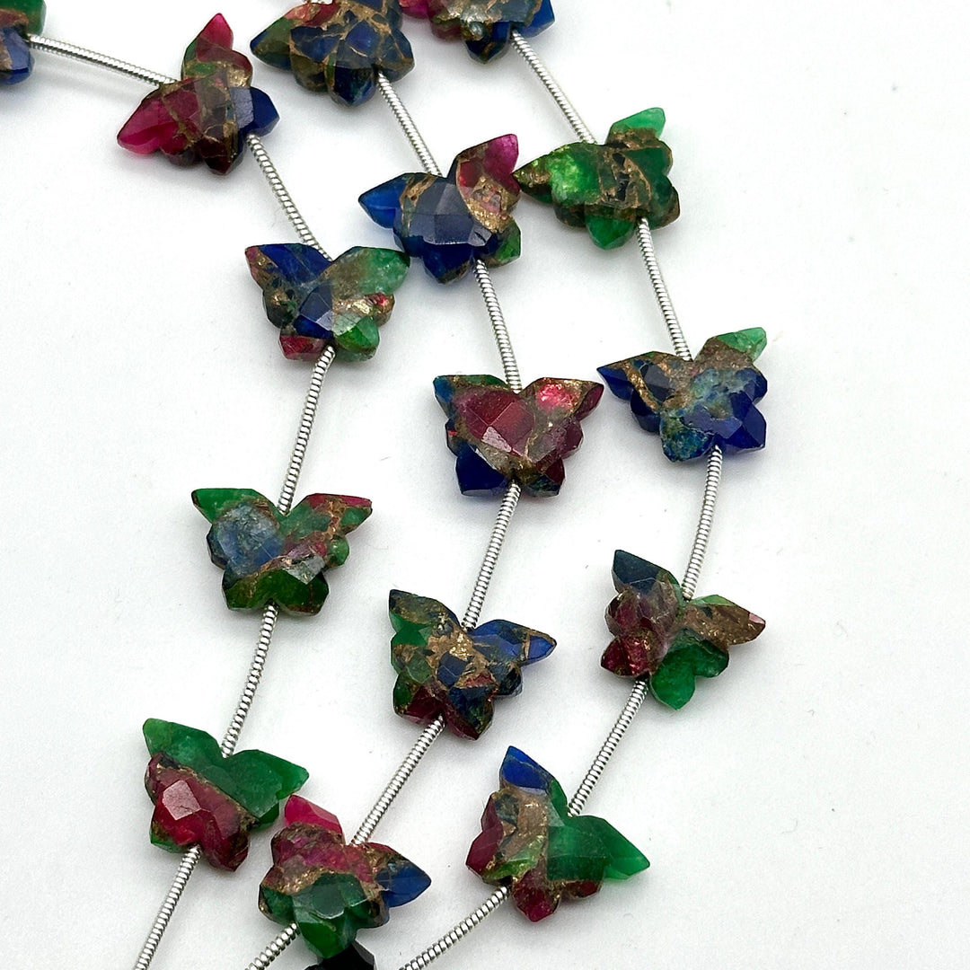 Colorful Mohave Turquoise Butterfly Beads, AAA Turquoise Faceted Butterfly Gemstone Briolette's, Butterfly Charms For Jewelry 14x10 MM