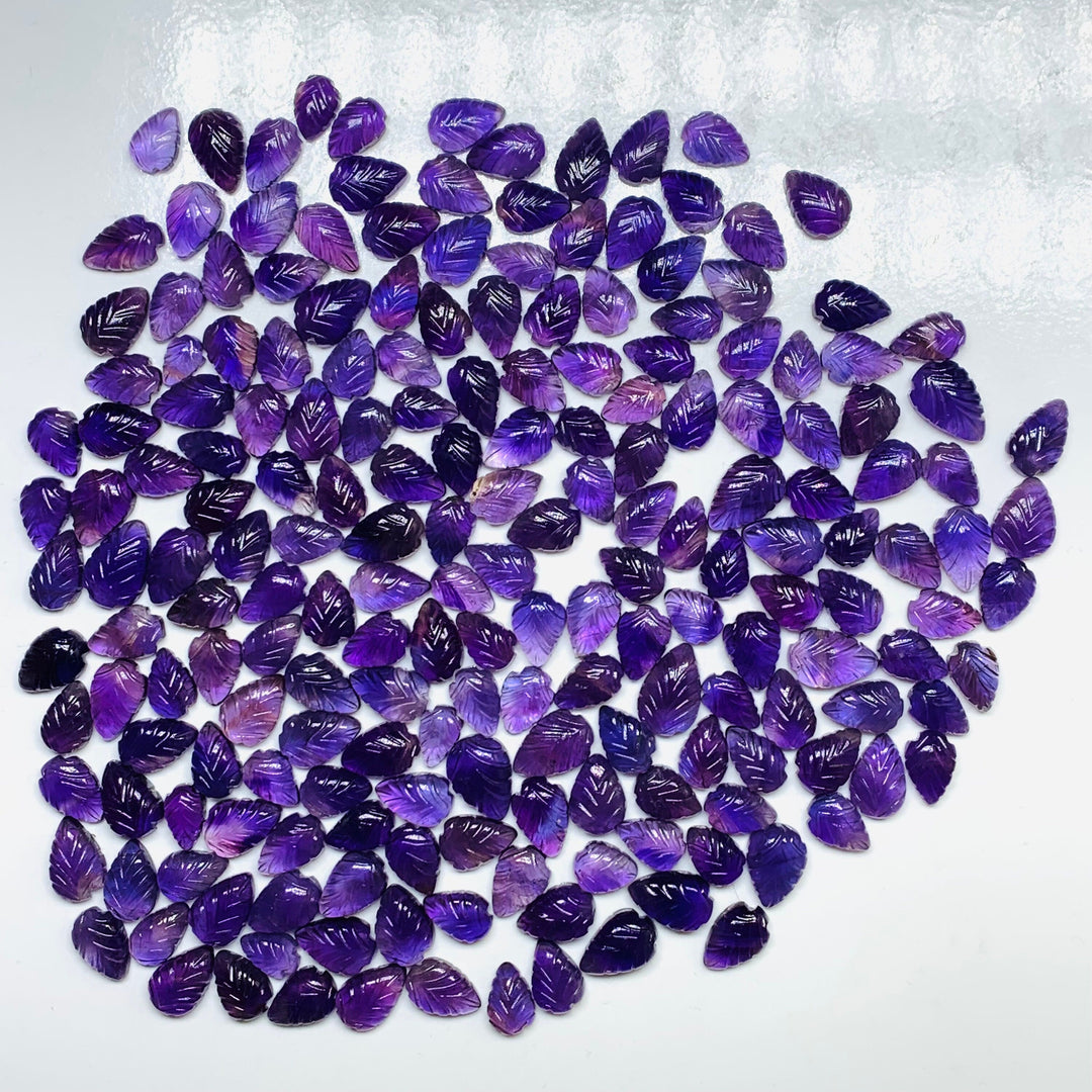 10,20,30,40,50 pcs Incredible AAA Quality 100% Natural Amethyst Leaf Shape Carved Loose Gemstone Lot For Jewelry 6X4 12X8 mm AG-14