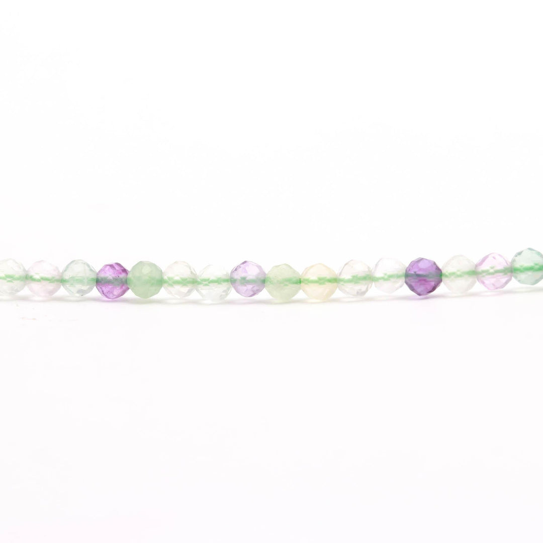Rainbow Fluorite Round Beads, Natural Fluorite Micro Faceted Round Beads, 3 MM Beads for Jewelry, 13 Inches, Wholesale Beads Necklace Making