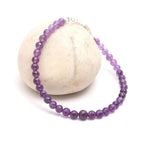 Load image into Gallery viewer, Pretty Amethyst Round Beads Bracelet, Purple Amethyst Beads Bracelet, February Birthstone Gift For Her, 925 Silver Bracelet For Her 4-4.5 MM