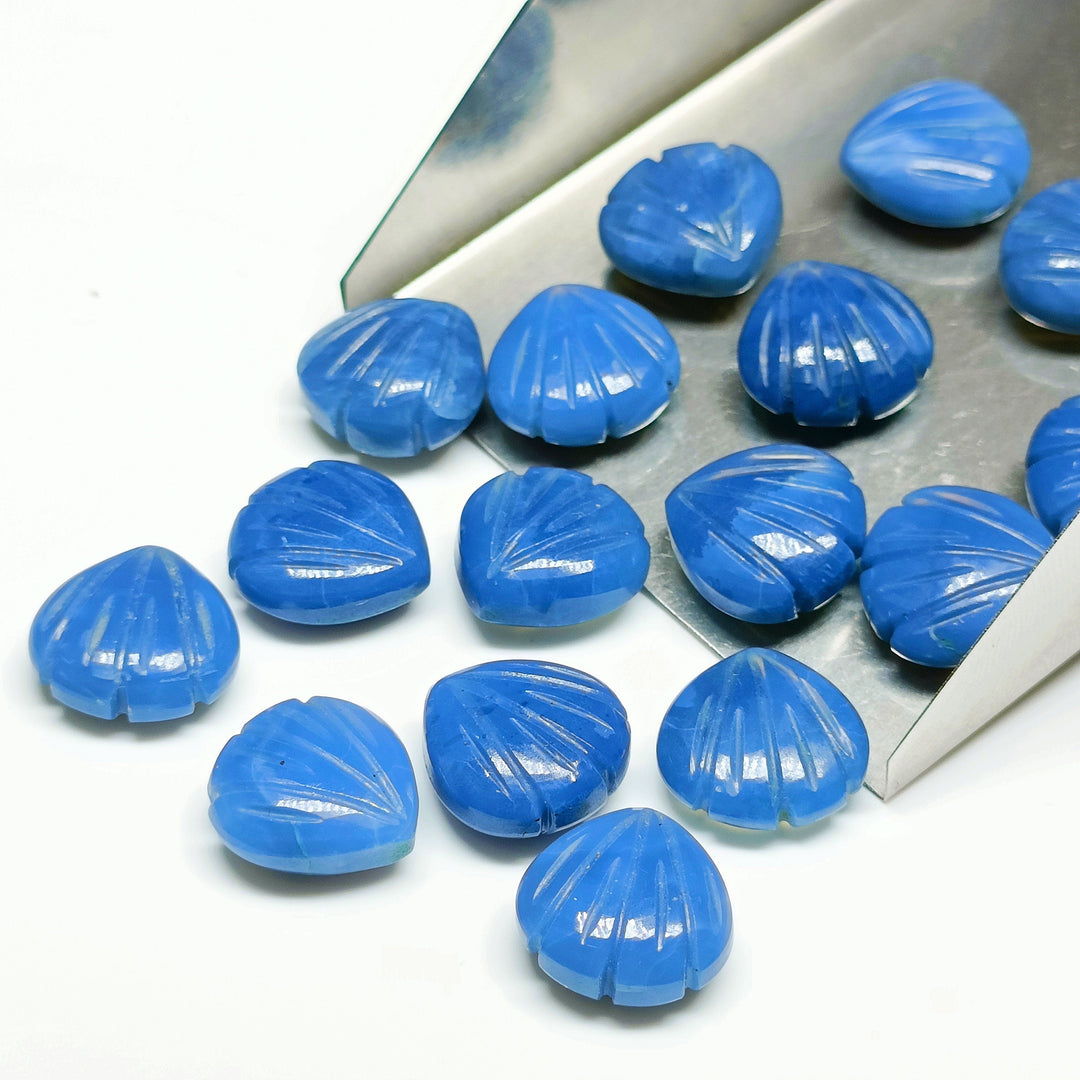 Natural Blue Opal Seashell Shape Beads, 12 MM Hand Carved Shell Shape Briolette's, Blue Opal Gemstone Shell Charms