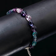 Multi Fluorite Tumble Beads Bracelet, Purple Fluorite Smooth Nuggets Shape Beads Bracelet, Fluorite Gemstone Jewelry, Gift for Girls, 8 MM