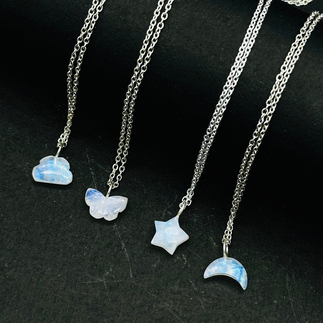 Blue Flashy Rainbow Moonstone Gemstone Necklace, Fancy Fire Gemstone Choker For Girls, Handmade Silver Necklace, Moonstone Jewelry For Gifts