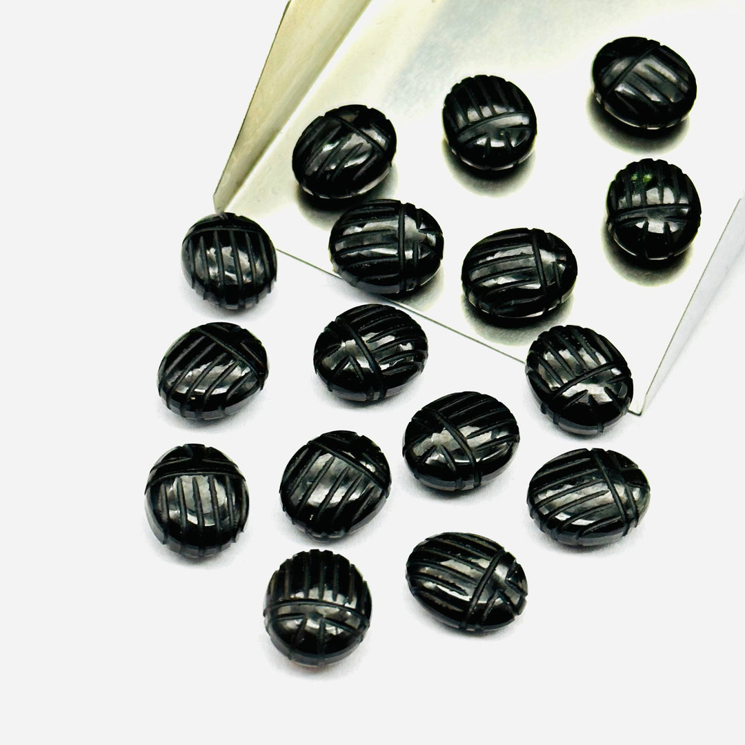 Natural Black Onyx Scarab Shape Gemstone Beads, Black Onyx Beetle Face Carving Beads, Animal Carvings Gemstone Charm Beads, 10X12 MM