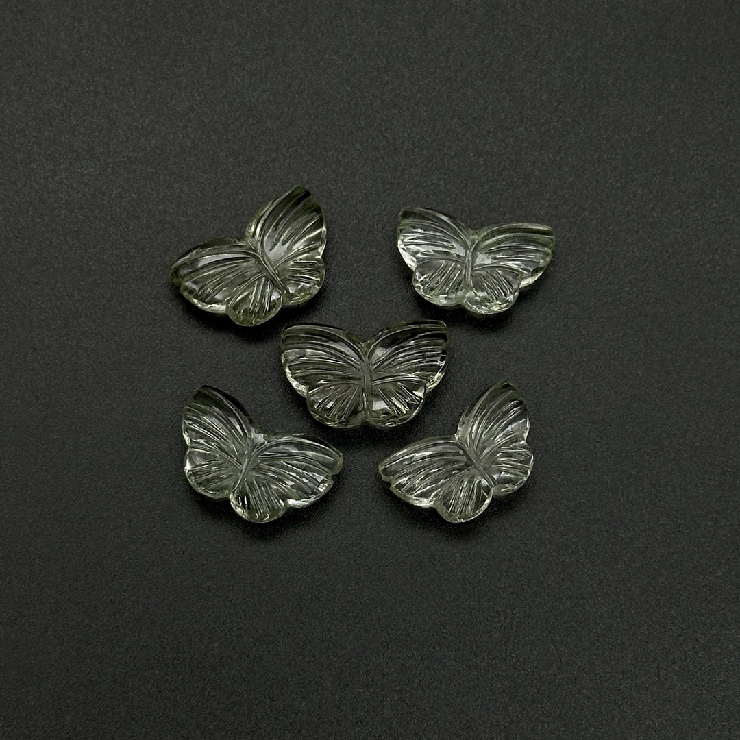 Green Amethyst Butterfly Beads: Carved Gemstone Charms, 11x18mm