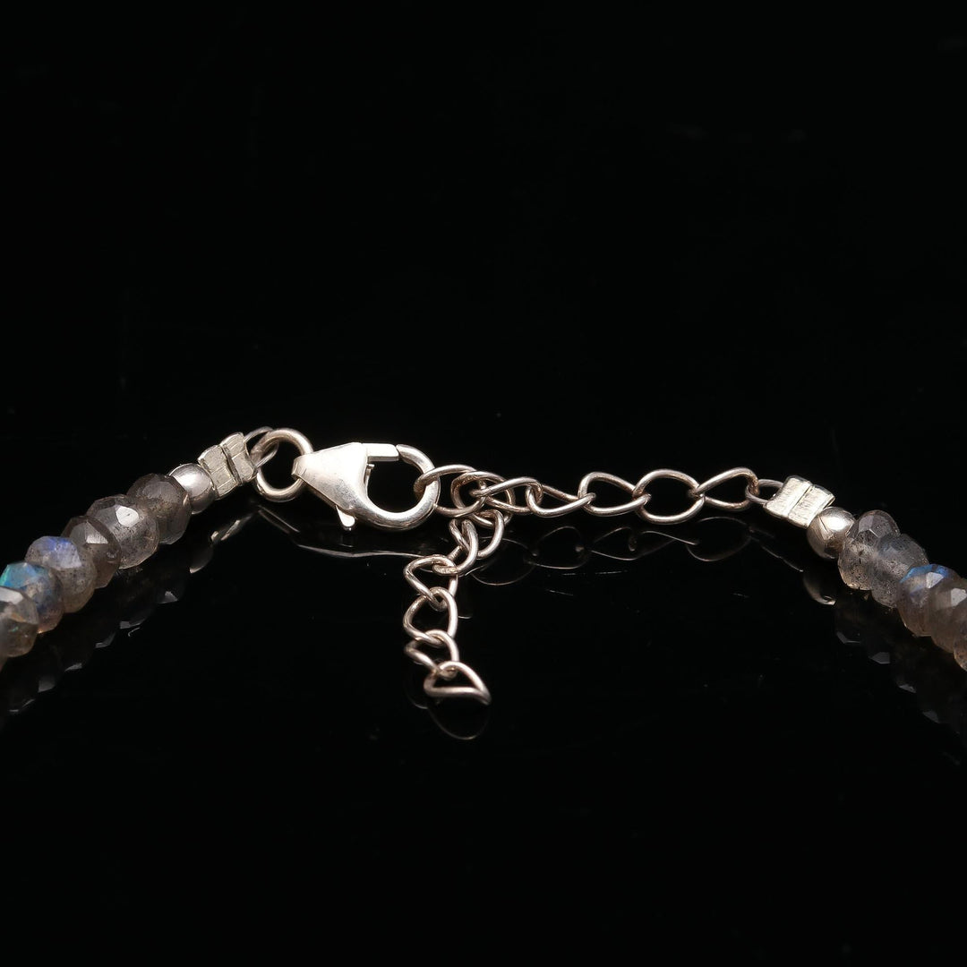 Flashy Labradorite Beaded Bracelet, Faceted Labradorite Beads Bracelet, Gemstone Silver Bracelet/Anklet, Yoga & Meditation Bracelet, 3-4 MM