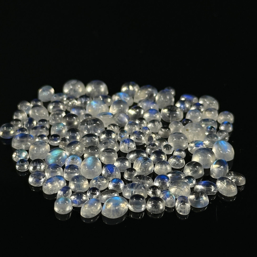10 pcs Natural Rainbow Moonstone Smooth Mix Shape Cabochons, Blue Rainbow Moonstone Beads, Natural Blue Fire Loose Gemstone For Jewelry