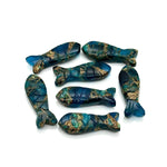 Load image into Gallery viewer, Carved Neon Copper Turquoise Fish Charm: 25mm Jewelry Briolette