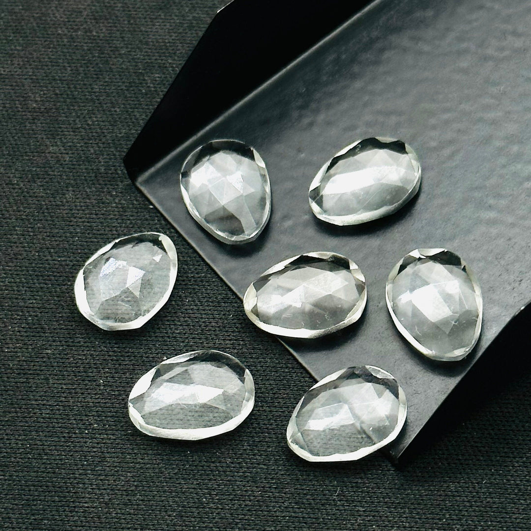 2,3,4,5pcs A-one Quality crystal quartz freeform Rosecut, faceted rosecut, gemstone for jewelry, jewelry making rosecut 10X14 mm