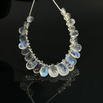 Load image into Gallery viewer, AAA Quality Flashy Rainbow Moonstone Smooth Pear Beads, 4 inch strand, Natural Blue Flash Rainbow Moonstone Pear Beads, 4X6 - 8X10 MM