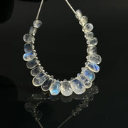 AAA Quality Flashy Rainbow Moonstone Smooth Pear Beads, 4 inch strand, Natural Blue Flash Rainbow Moonstone Pear Beads, 4X6 - 8X10 MM
