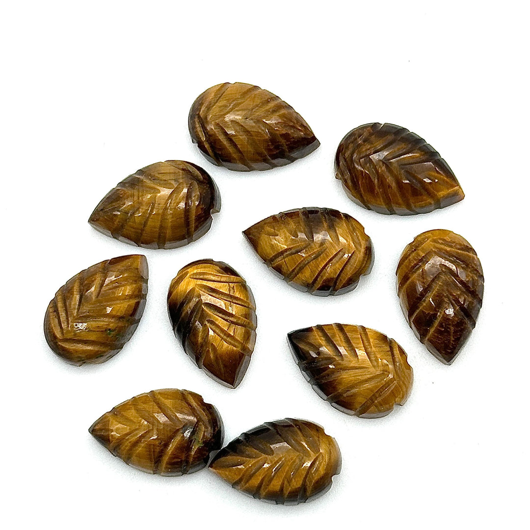 Natural Tiger Eye Leaf Shape Briolettes, AAA Tiger Eye Hand Carved Leaf Shape Gemstone Beads, Leaf Beads, 14 MM Loose Leaf Charms