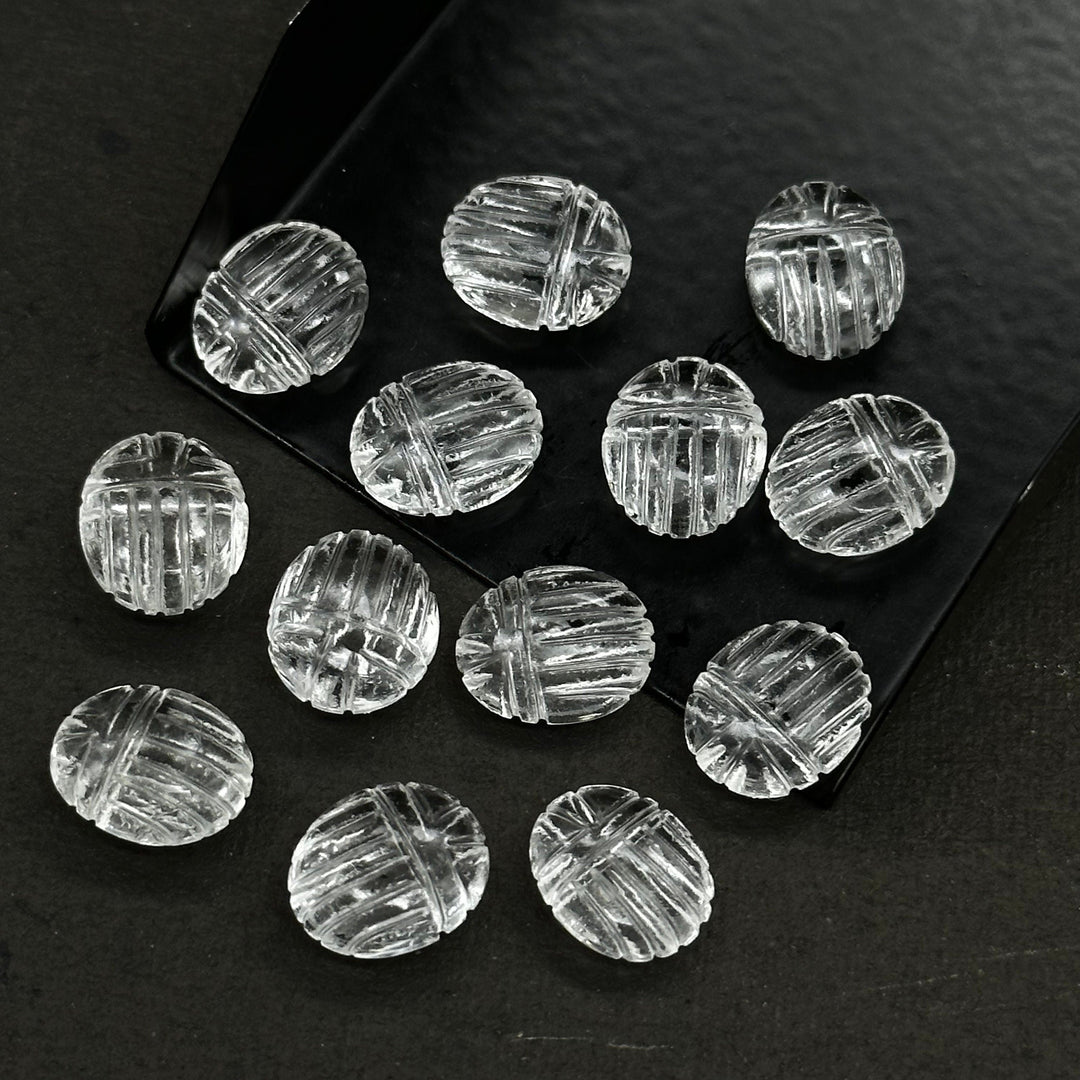 Crytal Quartz Scarab Shape Gemstone Beads, Crystal Quartz Beetle Face Carving Beads, Animal Carvings, Gemstone Charm Beads, 10X12 MM