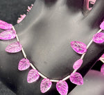 Load image into Gallery viewer, Pretty Pink Topaz Coated Leaf Shape Beads, Pink Died Carved Leaf Briolette's, Hand Carved Beads For Jewelry 8-11 mm, 8" Strand Loose Beads