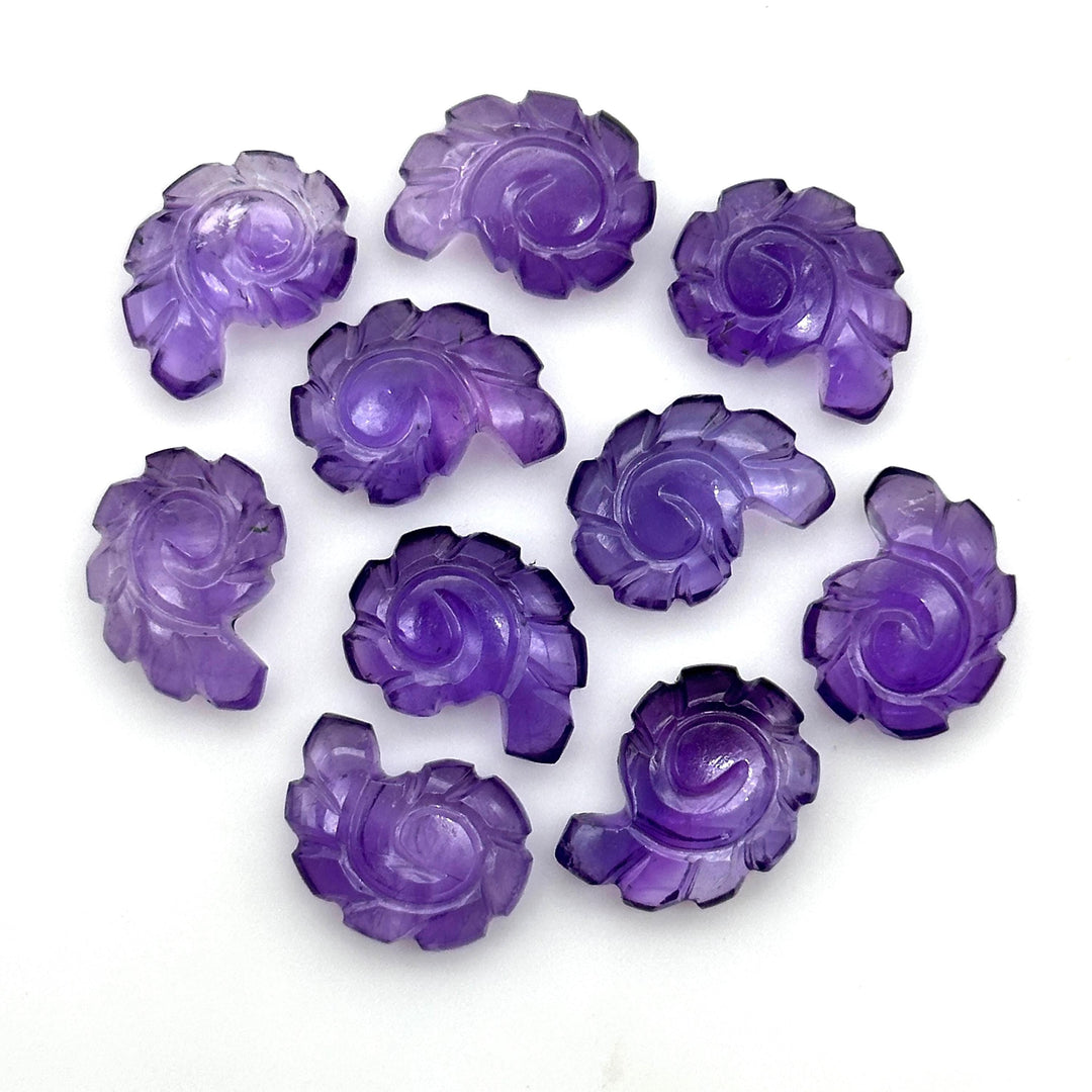 AAA+ Amethyst Carved Shell Beads, Hand Carved Snail Shell Shape Gemstone, 16 MM Beach Shell Charm Beads For Jewelry, February Birthstone