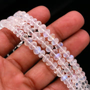 High Quality Rainbow Moonstone Faceted Rondelle Beads for Jewelry Making, Flashy Gemstone Beads 5-7 mm, 6 Inch Strand