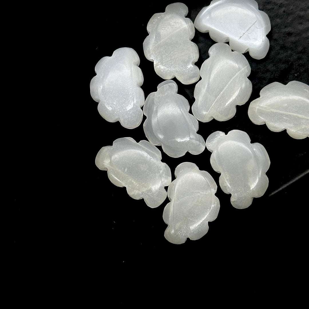 Natural White Moonstone Clouds Shape Beads, Flashy Moonstone Cloud Shape Stone, Smooth Gemstone For Jewlery 17X12 MM, Hand Carved Clouds