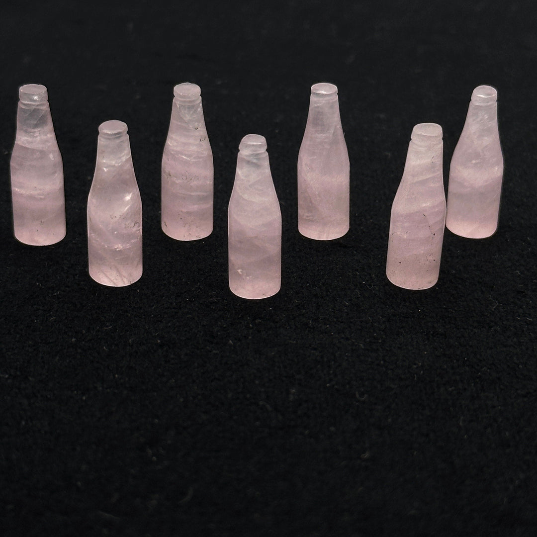 Tiny Natural Rose Quartz Bottle Carving, Bottle Shape Carved Gemstone, Jewelry Making Charms, 7X21 MM Chakra Healing Gemstone Beads