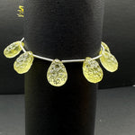 Load image into Gallery viewer, Natural Lemon Quartz Pear Shape Carving ~ Football Cutting Lemon Quartz Gemstones ~ 10X14MM Hand Carved Briolette ~ Wholesale Gemstone Beads
