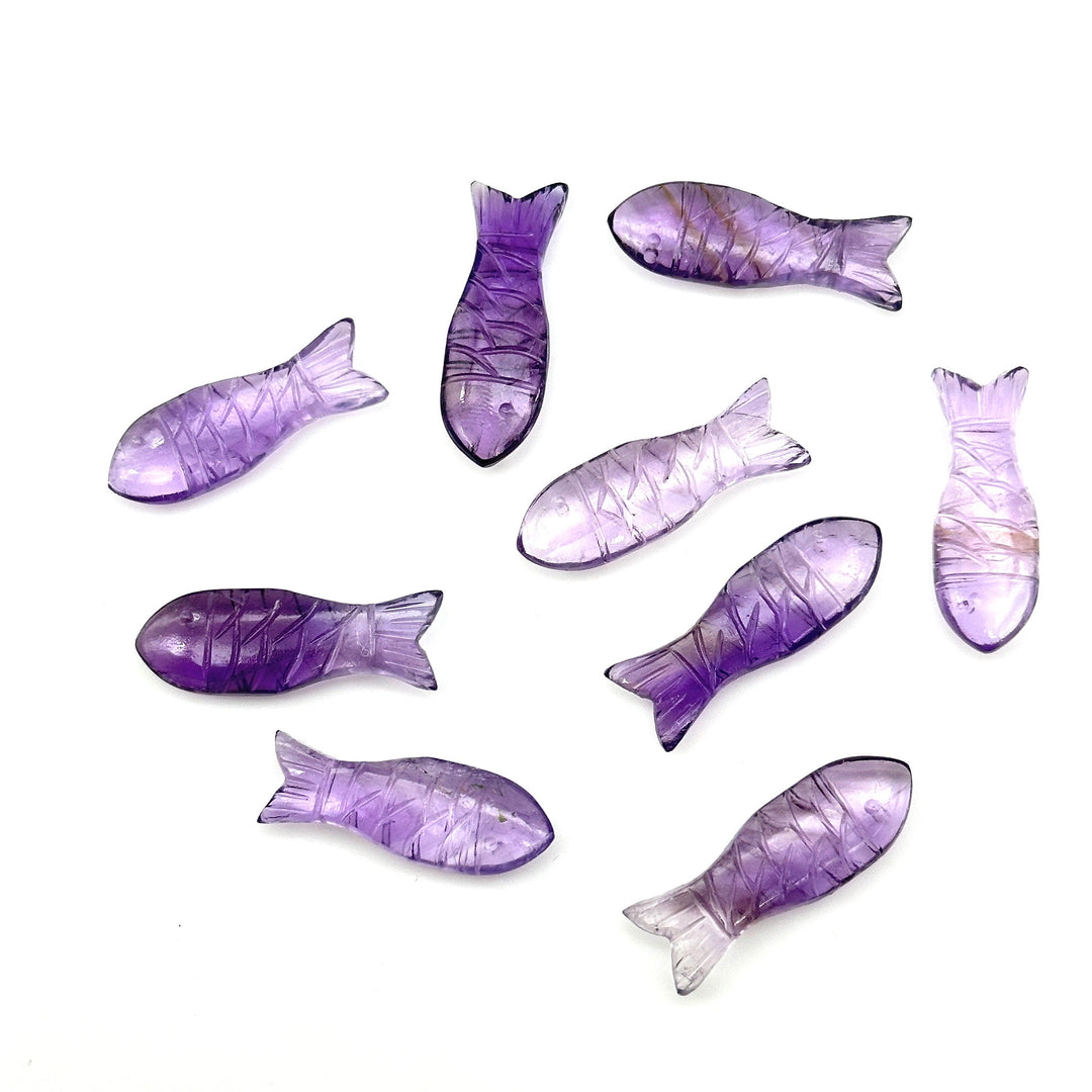 AAA Pink Amethyst Fish Shape Gemstone Crystals, Natural Amethyst Fish Beads for Jewelry Making, 30 MM, Home Decor Stone Gifts
