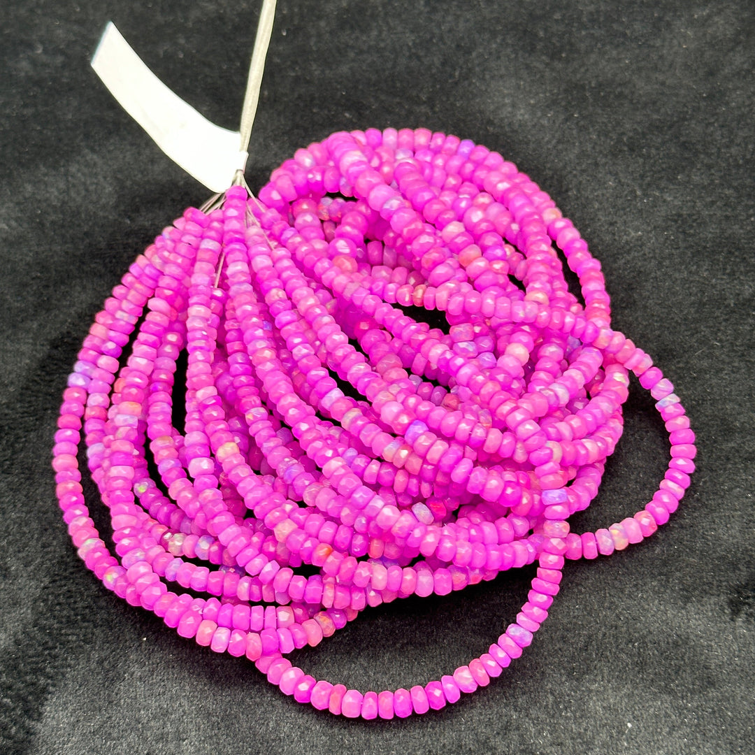 Beautiful Pink Lavender Opal Beads, Flashy Multi Fire Opal Beads, Faceted Rondelle Opal Beads, Welo Opal Beads Strand, 4-5 MM