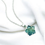 Load image into Gallery viewer, Hand Carved Green Fluorite Flower Pendant Necklace - Boho Hippie Style