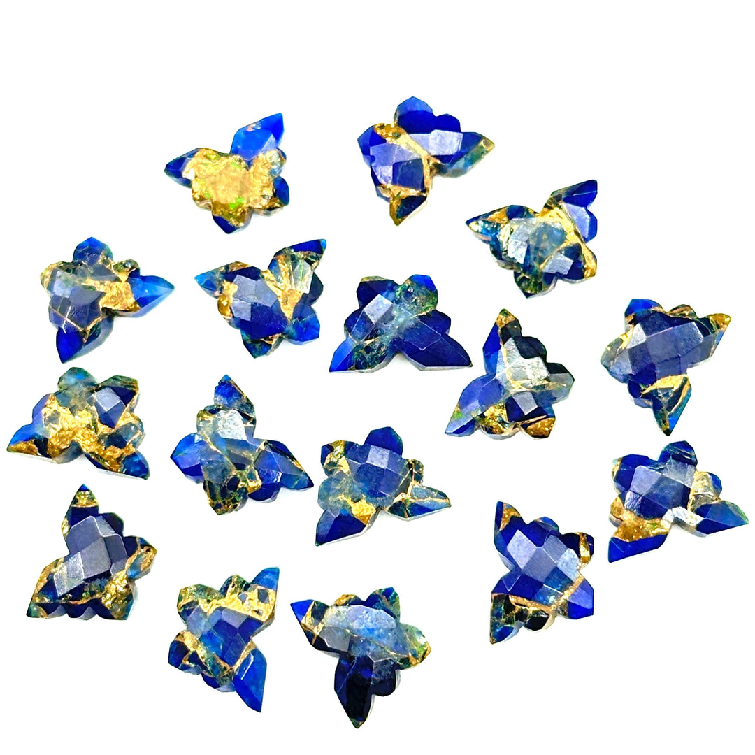 Mohave Turquoise Butterfly Gemstone, Dark Ocean Blue Mohave Copper Turquoise Butterfly, Handmade Faceted Butterfly Carving Beads, 14x10 MM