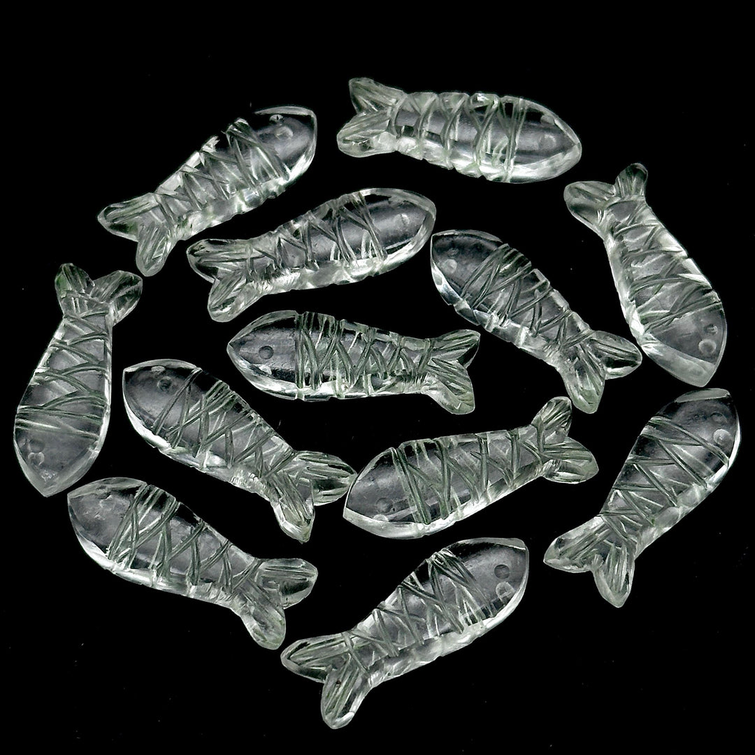 Natural Crystal Quartz Fish Shape Beads, AAA Clear Crystal Fish Shape Briolette's, Marine Sea Fishes, 25 MM, Fish Charms for Jewelry