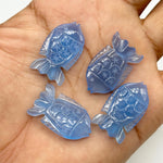 Load image into Gallery viewer, Blue Chalcedony Handmade Fish Carving ~ Fish Shape Carving Gemstone Briolette's ~ Jewelry Making Loose Gemstones ~ 1 Pieces 25X15mm