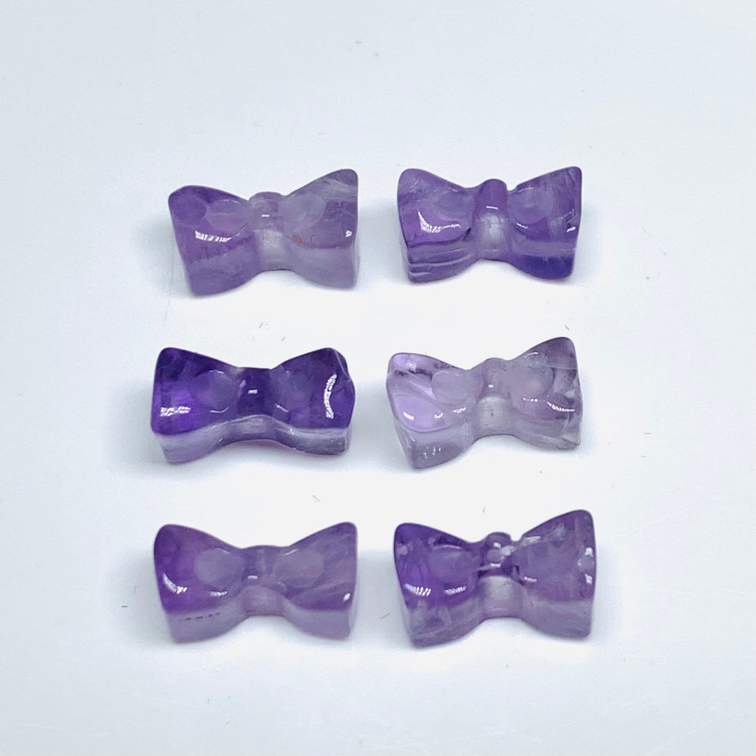 2,3,4,5 Pcs Natural Pink Amethyst Hand Carved Bow Shape, Bow Shape Gemstone For Jewellery, Bow Shape Gemstone, 12X6 mm