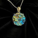Load image into Gallery viewer, Carved Labradorite Sun Face Pendant: Boho Gemstone Necklace