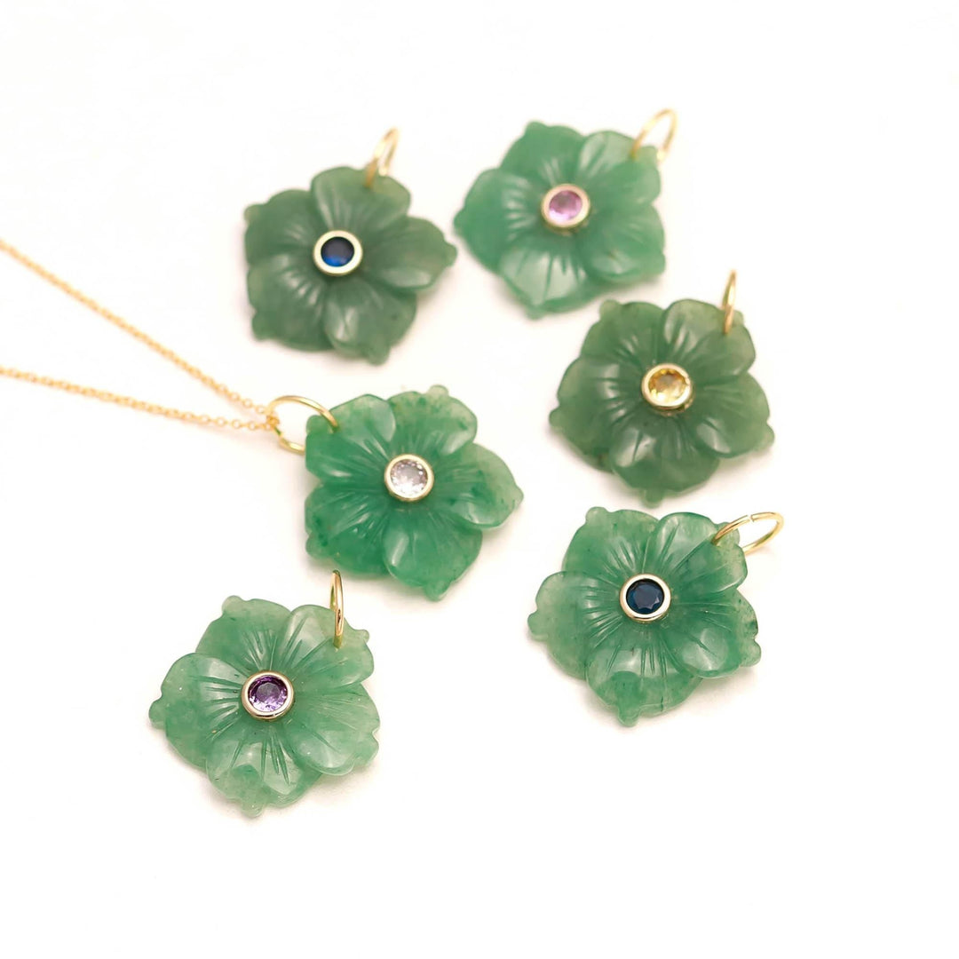 Fancy Flower Gemstone Pendant, AAA Amazonite Floral Design Necklace for Women's, Birthday Gift for Her
