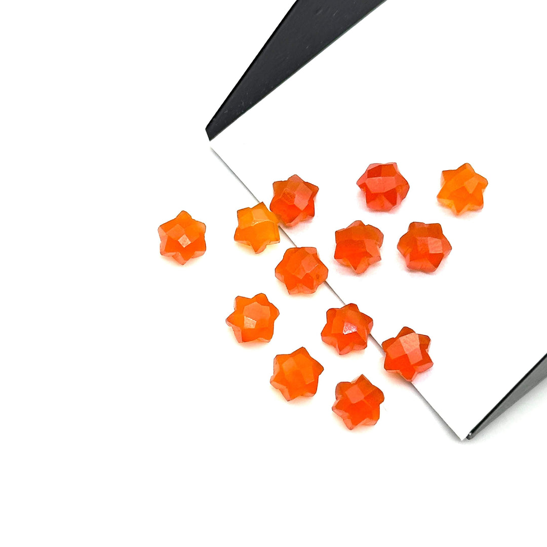 Natural Carnelian Little Stars, Carnelian Star Shape Beads, 6 MM Star Shape Gemstone for Jewelry, 6 Sides Carving Star Beads