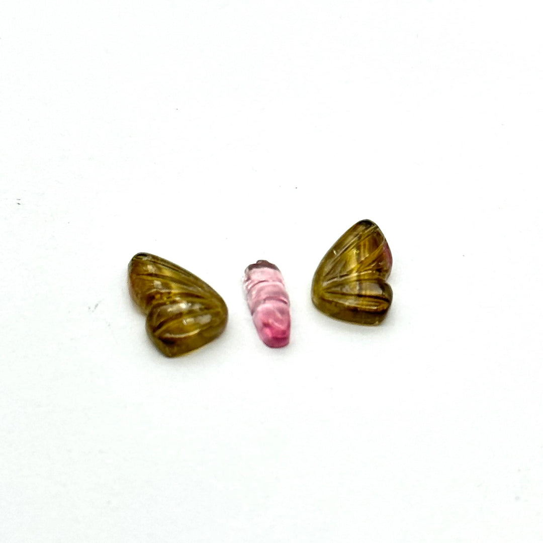 Natural tourmaline Butterfly Shape Carving, Hand carved tourmaline Butterfly loose carving, carved butterfly jewelry for Making 21x9mm.