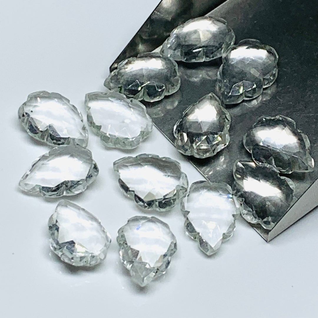 2,3,4,5 pcs Crystal Quartz Leaves Shape Gemstone, Natural Crystal Quartz Pear Shape Carved Briolette Beads, Wholesale Jewelry Beads 16X10 mm