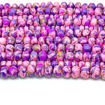 Load image into Gallery viewer, Purple Pink Copper Turquoise Beads, Copper Tuquoise Smooth Rondelle Beads, 8-10 mm, 4 Inch Line, Wholesale Beads, Jewelry Making Beads