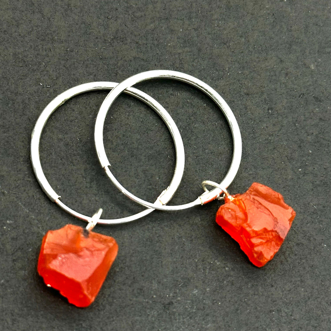 Natural Rough Carnelian Handmade Hoop Earings, Carnelian Dangle & Hoop Earrings For Girls, Fashionable Earrings For Girls, Gift For Her